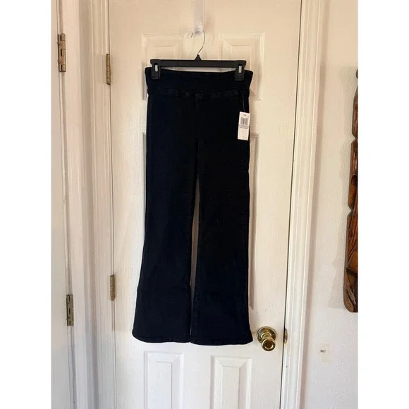 FRAME The Jetset High Rise Crop Bootcut Jeans Sheen Noir Size 0 - Picture 2 of 4